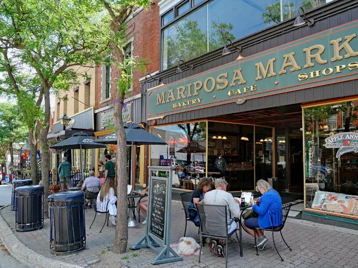 The exterior of Mariposa Market in Orillia, Ontario, Canada
